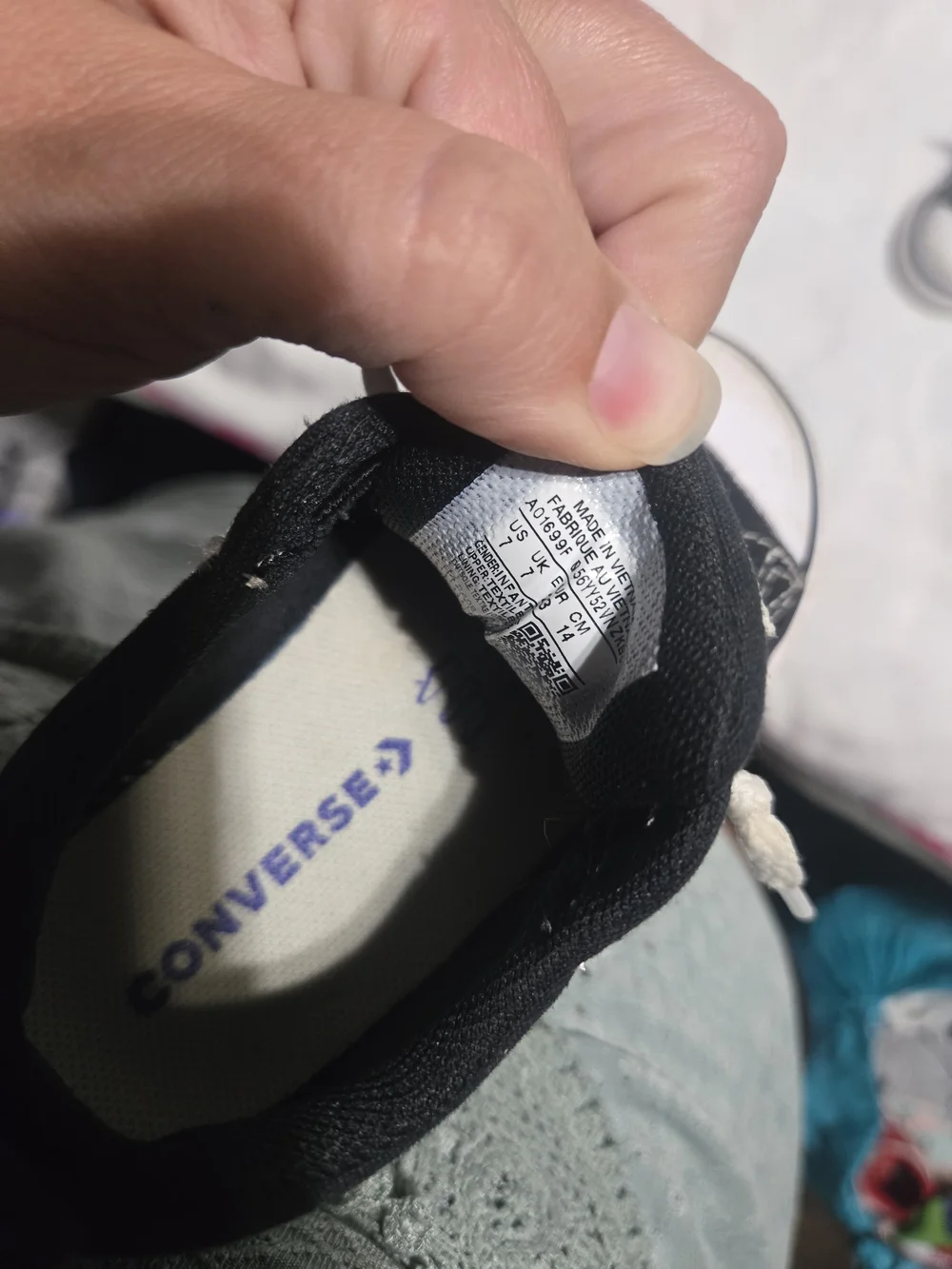 Converse Kids Black and White Canvas Sneakers 7c